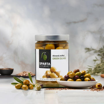 Almond Stuffed Green Olives (580 gms) By Sparta Gourmet